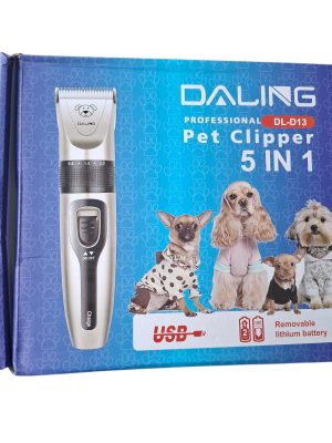 Mașină tuns animale profesională 5 în 1, acumulator lithium, reglaj 0.8–2.0 mm, set complet accesorii