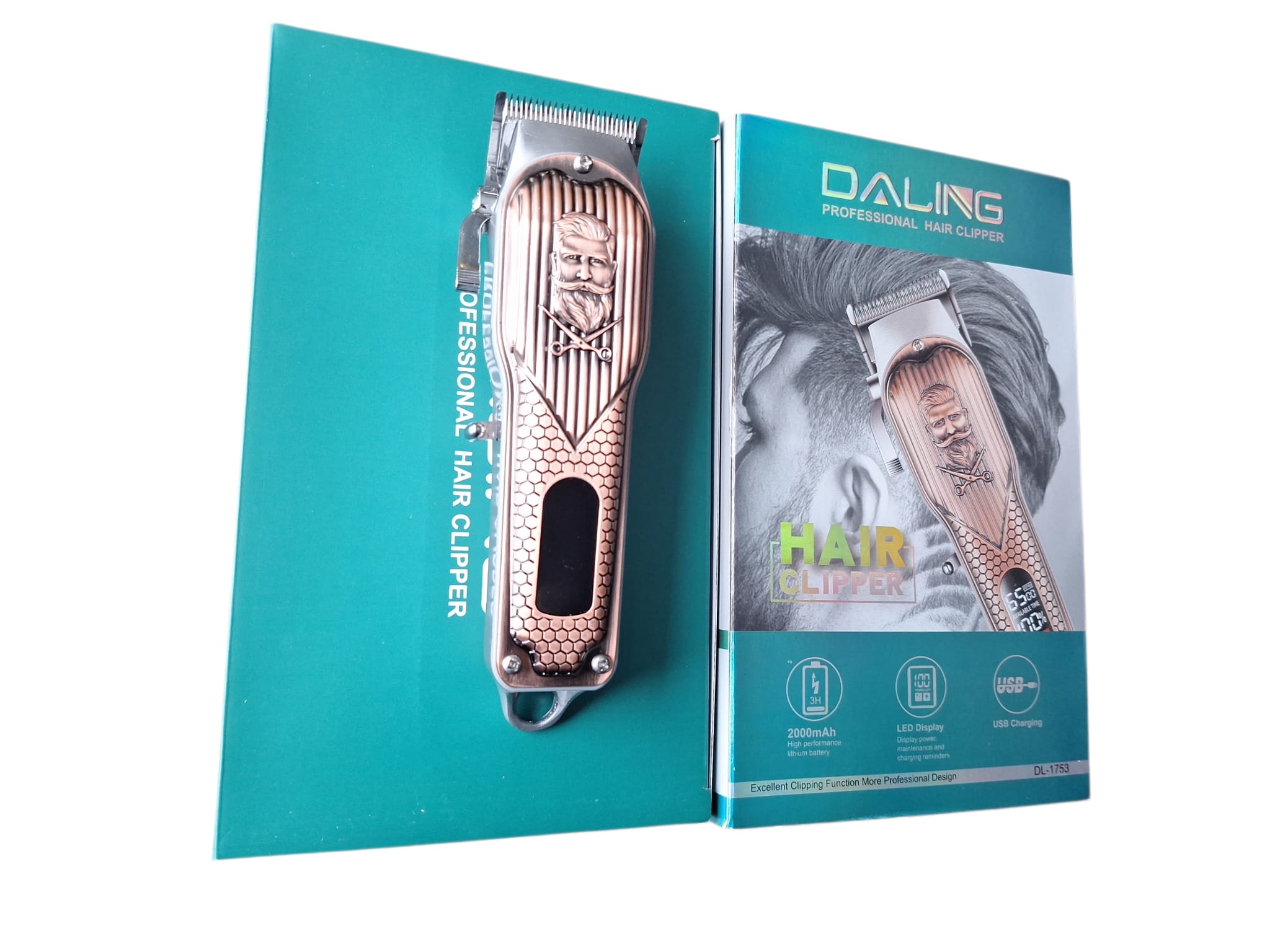 Trimmer profesional metalic, încărcare USB, lame oțel, ideal pentru contur și tuns precis.