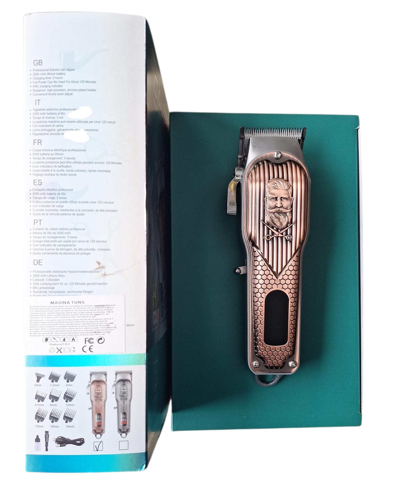 Trimmer profesional metalic, încărcare USB, lame oțel, ideal pentru contur și tuns precis. - imagine 3