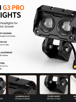 Far LED dublu Kukirin G3 Pro pentru trotineta electrica far frontal puternic waterproof