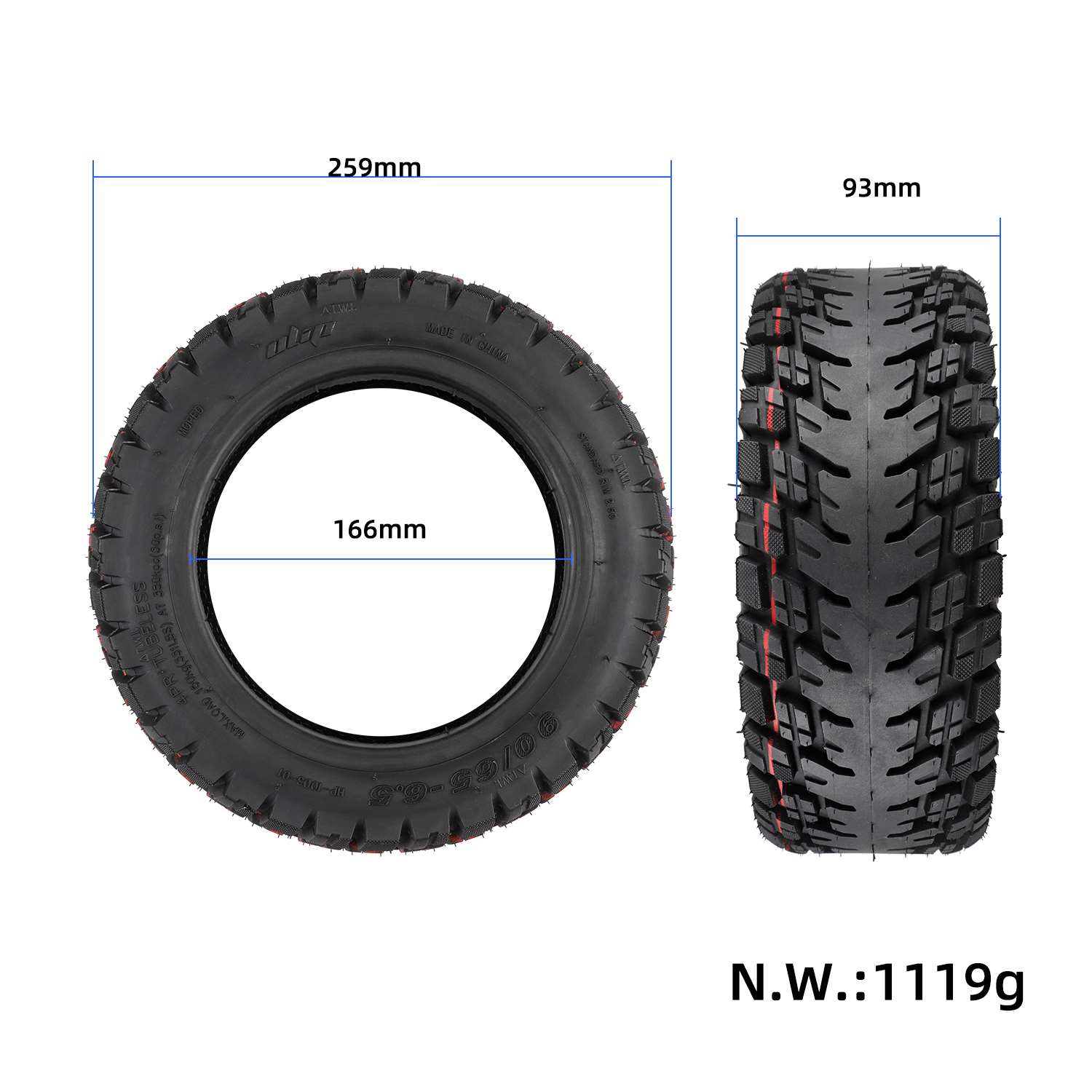 Cauciuc Premium Anvelopa 90/65-6.5 pentru Dualtron Thunder, Storm, KuKirin G4, VSETT 11+, ZERO 11X - imagine 4