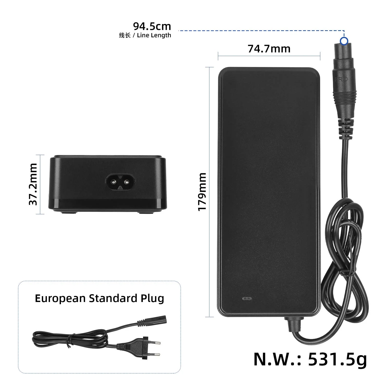 Încărcător 54.6V 2A pentru Trotinete Electrice Xiaomi 4 Pro Plus, 4 Pro Max, Ninebot G3, F3, GT3, ZT3 – Mufă Rotundă, EU - imagine 2
