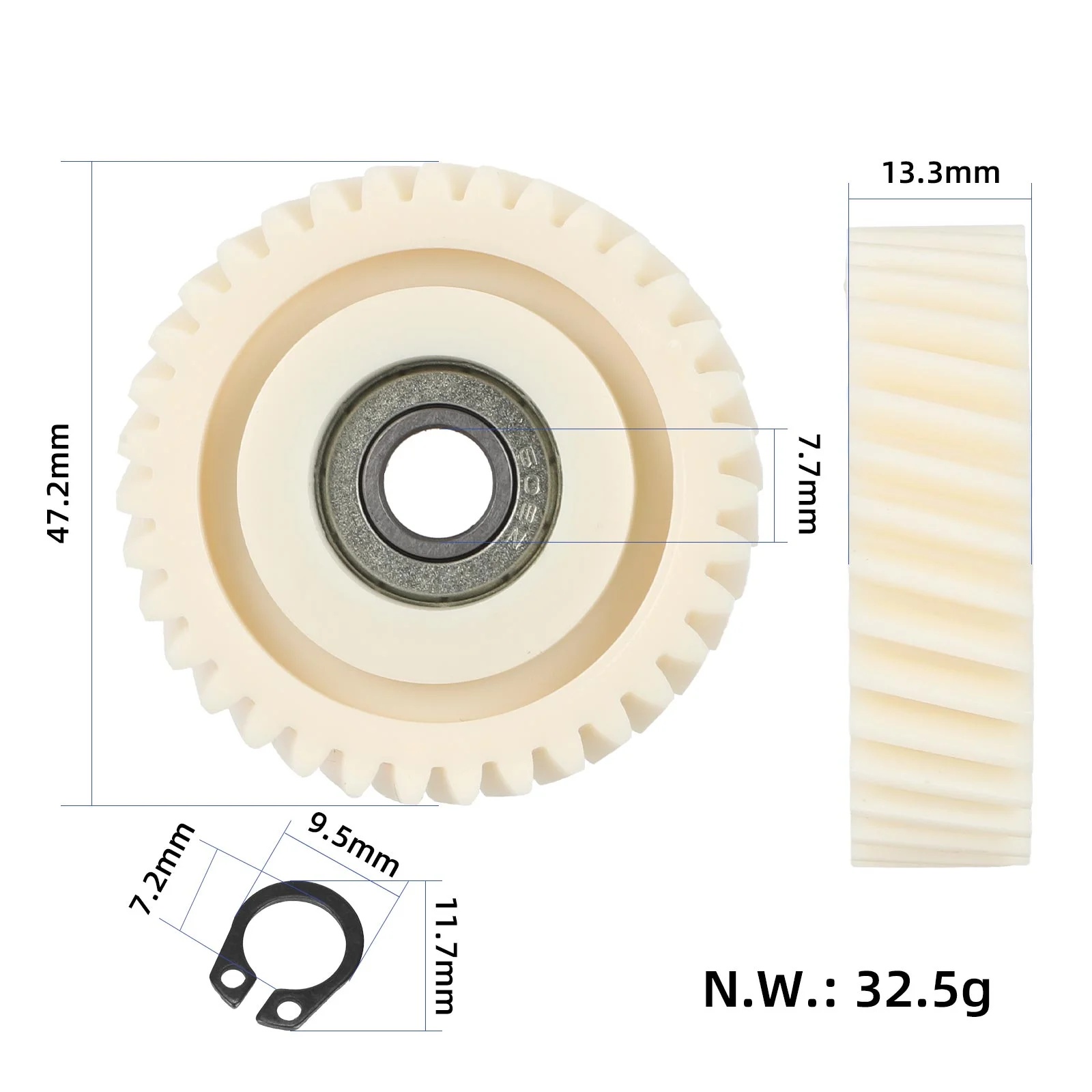 Pinion Angrenaj Planetar 35T Bicicleta Electrica, 35 Dinti, 47.5x13mm, Rulment 8mm, Nylon, Motor 500W 750W 1000W - imagine 4
