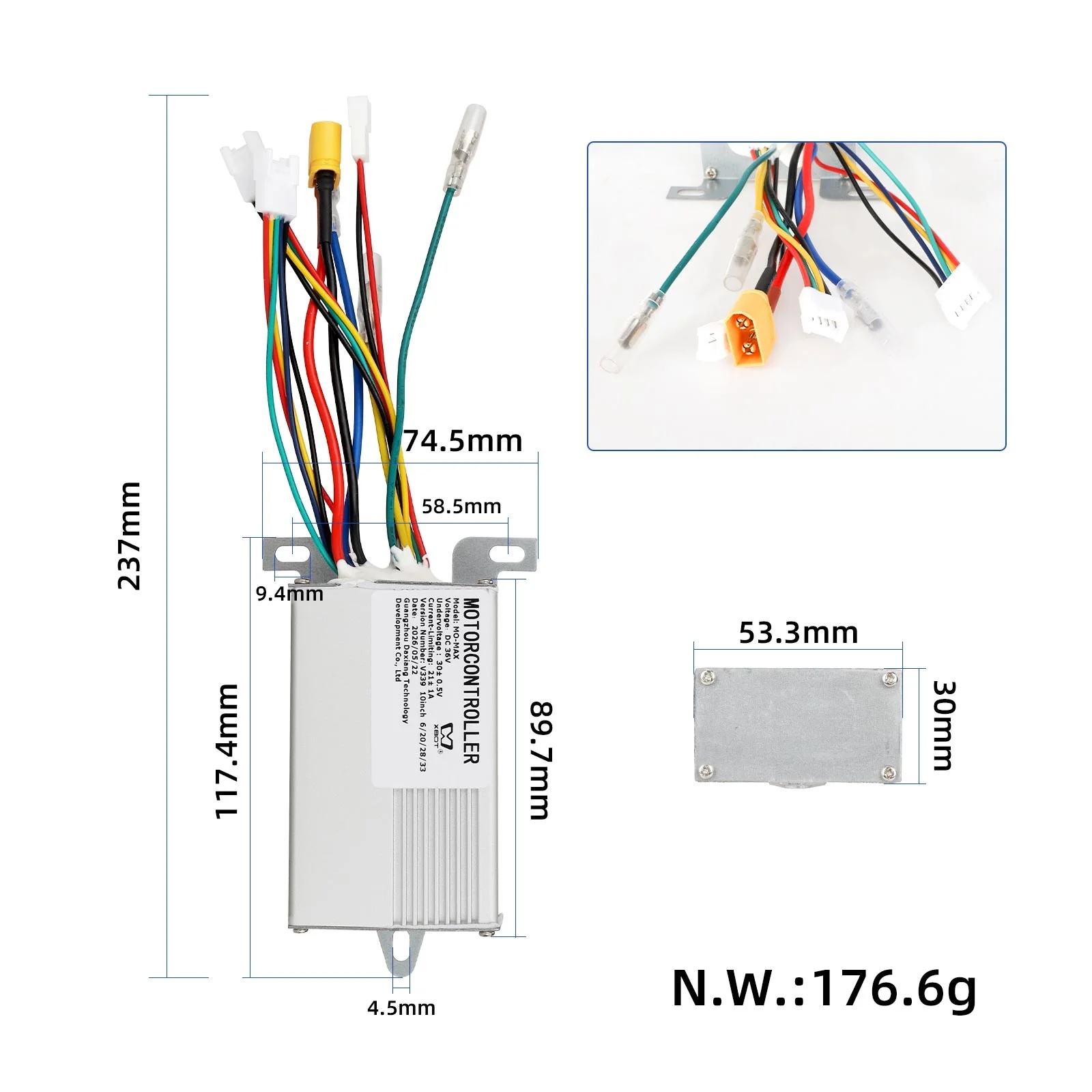 Kit Controller 36V + Display Bluetooth + Acceleratie + Far + Stop pentru Ninebot Segway G30 Max – Set Complet - imagine 3